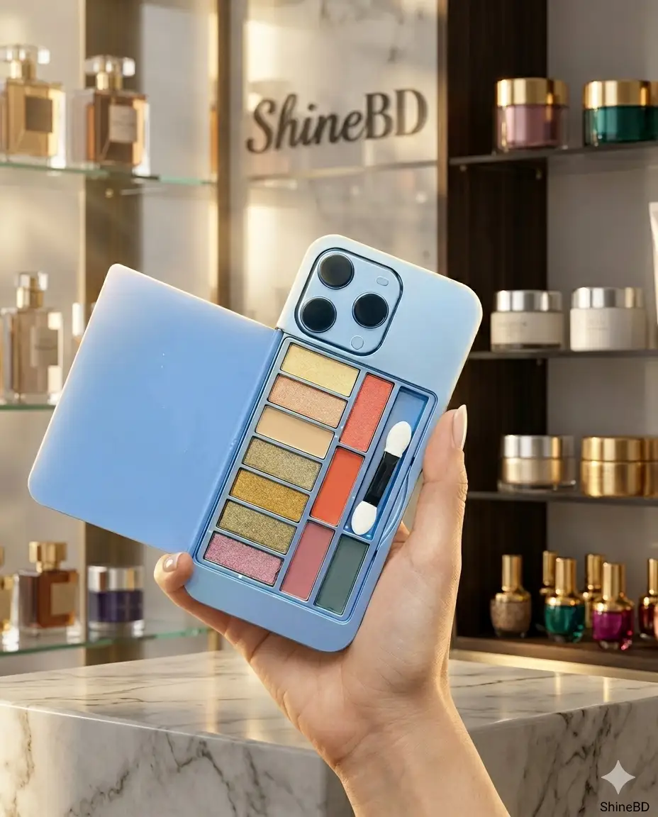 9 Colors Phone Shape Eyeshadow Palette Shimmer Metallic Finish Long Lasting Pigment Eye Makeup