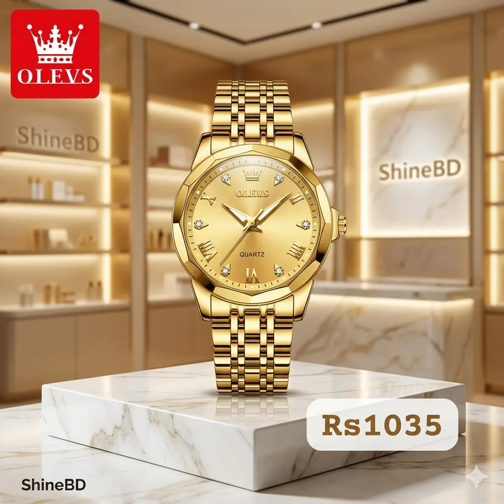 Golden luxury chain watch