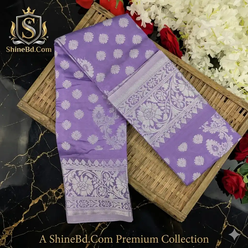 Premium Silk Katan Saree Combo Set - Lavender