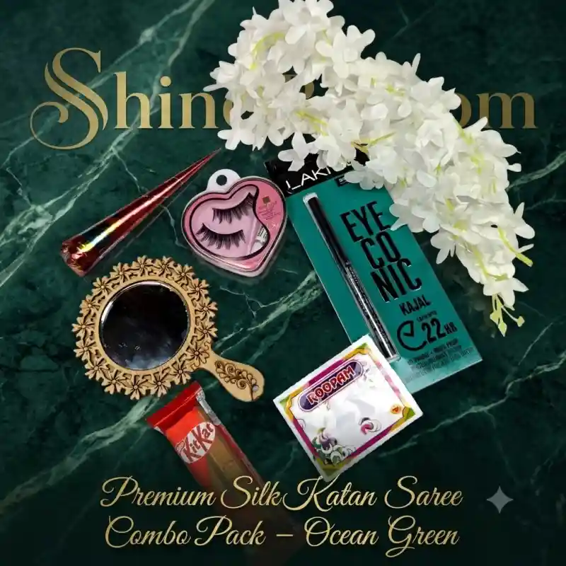 Premium Silk Katan Saree Combo Pack – Ocean Green