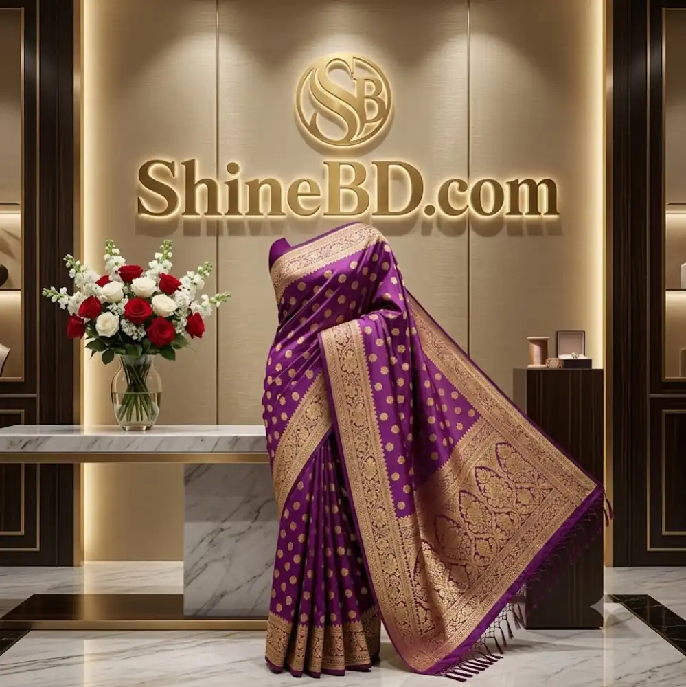 Premium Silk Katan Saree Combo Set - Purple