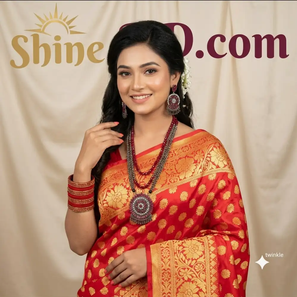 Premium Silk Katan Saree Combo Set - Red