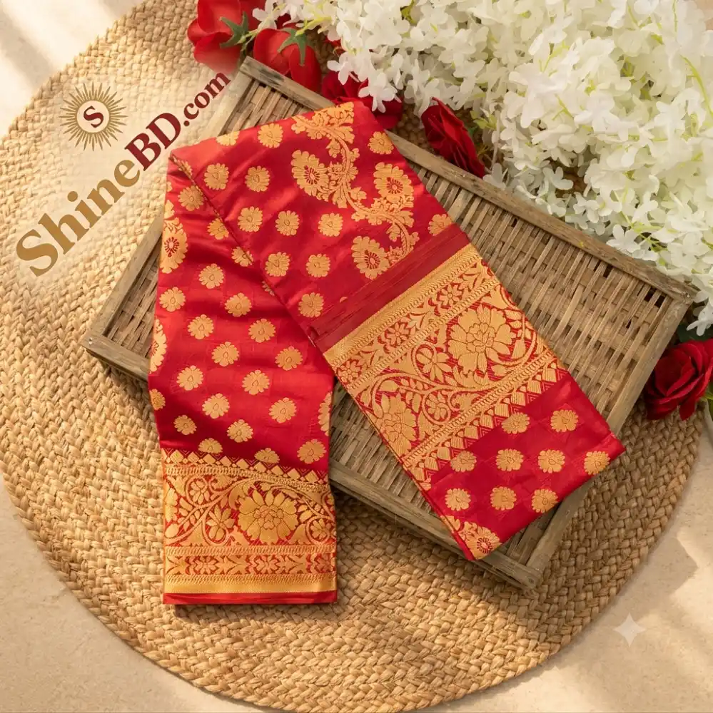 Premium Silk Katan Saree Combo Set - Red