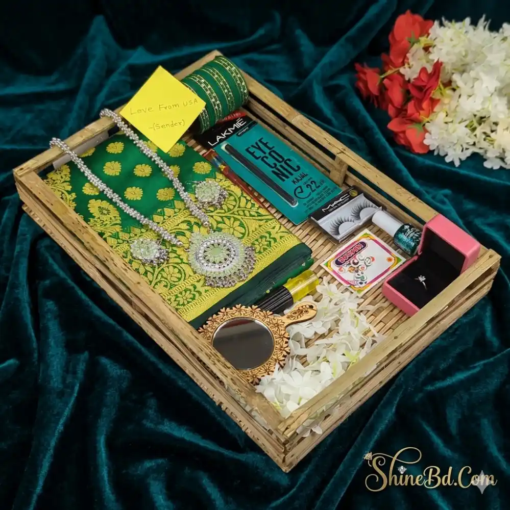 Premium Silk Katan Saree Combo Set - Green