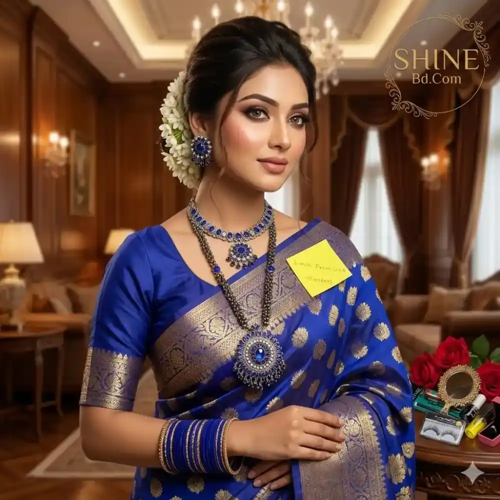 Premium Silk Katan, Saree Combo Set - Blue