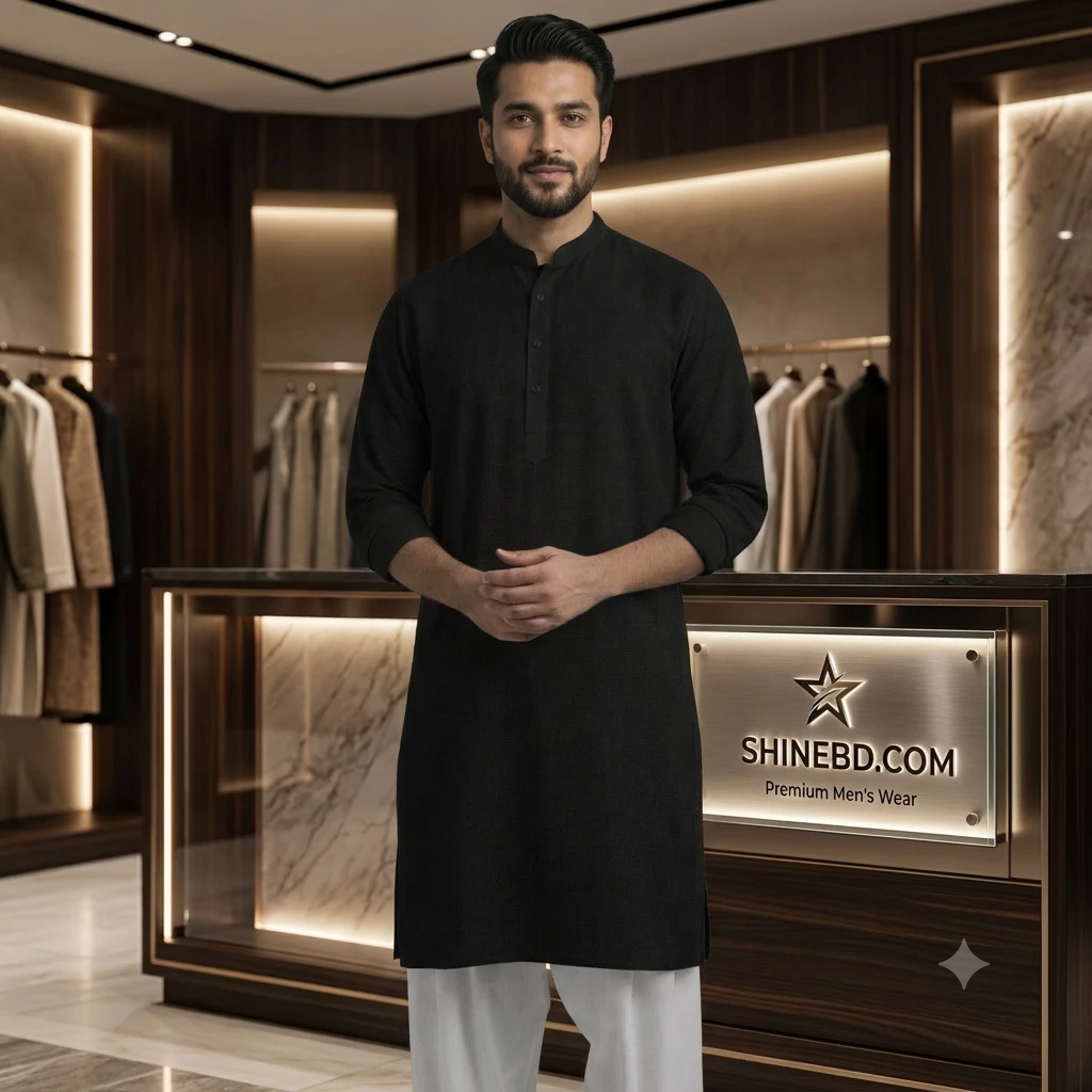 10 Pcs Black Solid Punjabi Combo