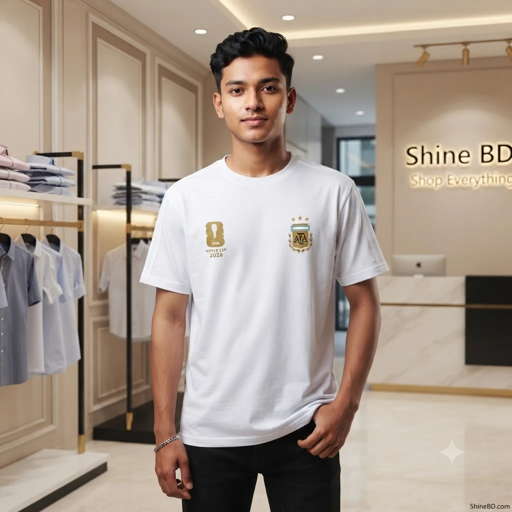 Premium Argentina Fan Edition Drop Shoulder White Color