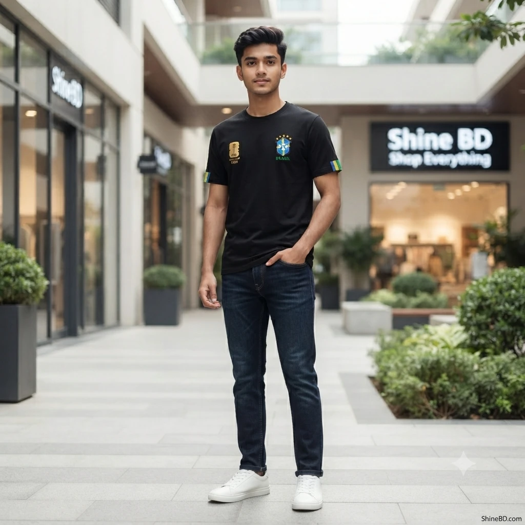 Premium Brazil Fan Edition Drop Shoulder Black Color