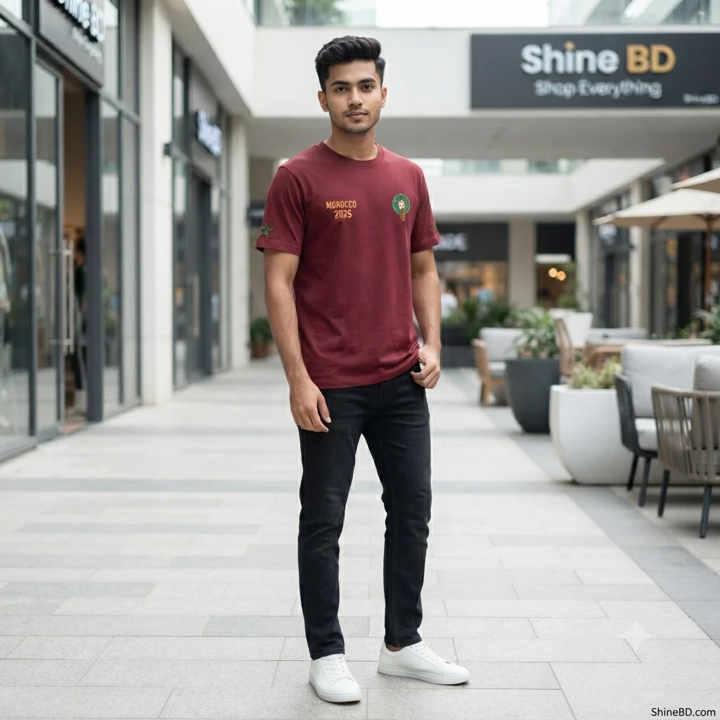Premium Morocco Fan Edition Drop Shoulder Maroon Color