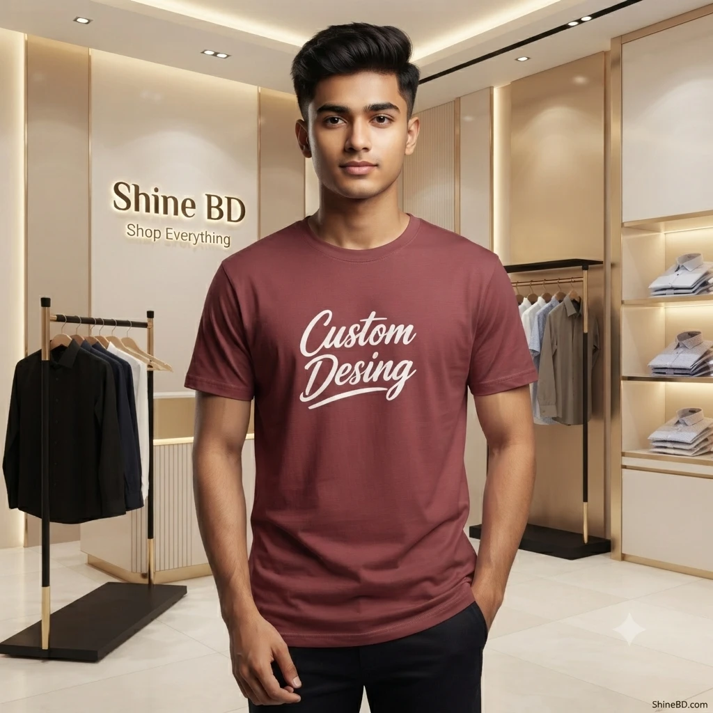FIFA World Cup Special: 100% Cotton Custom Drop-Shoulder T-Shirt (Customize With Your Own Design) - Maroon