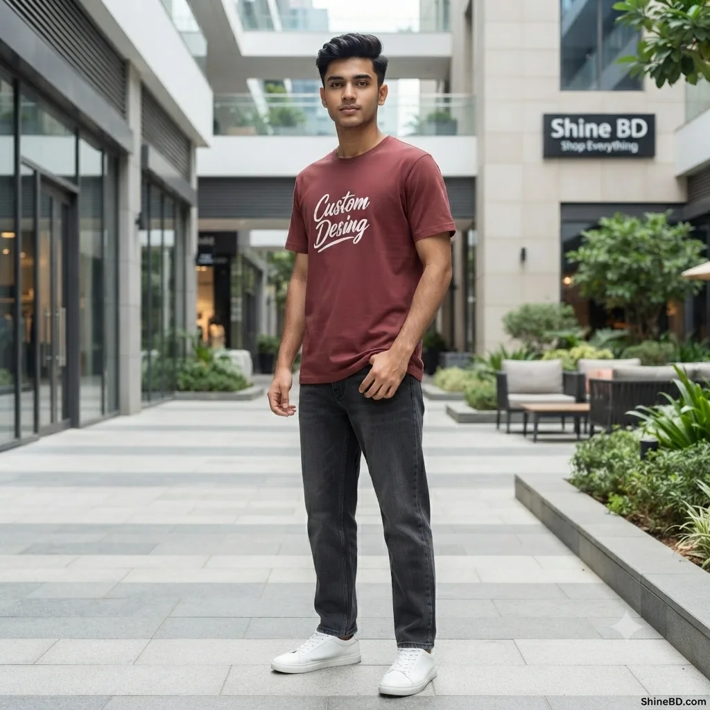 FIFA World Cup Special: 100% Cotton Custom Drop-Shoulder T-Shirt (Customize With Your Own Design) - Maroon
