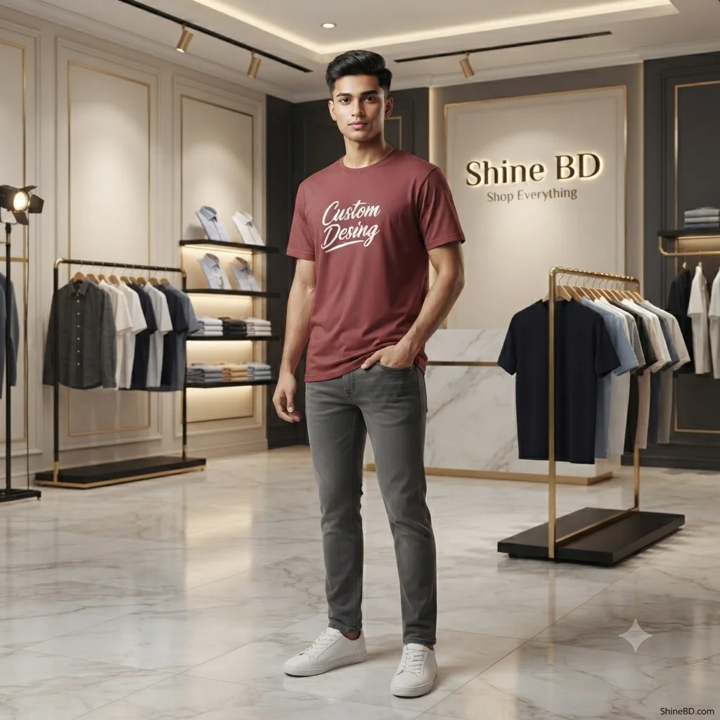 FIFA World Cup Special: 100% Cotton Custom Drop-Shoulder T-Shirt (Customize With Your Own Design) - Maroon