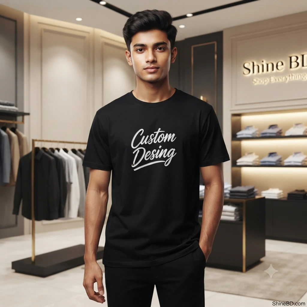 FIFA World Cup Special: 100% Cotton Custom Drop-Shoulder T-Shirt (Customize With Your Own Design)- Black