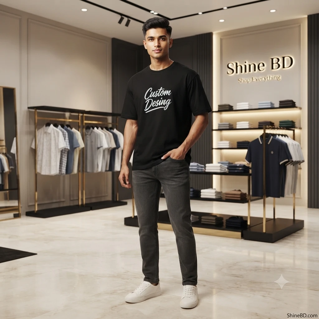 FIFA World Cup Special: 100% Cotton Custom Drop-Shoulder T-Shirt (Customize With Your Own Design)- Black