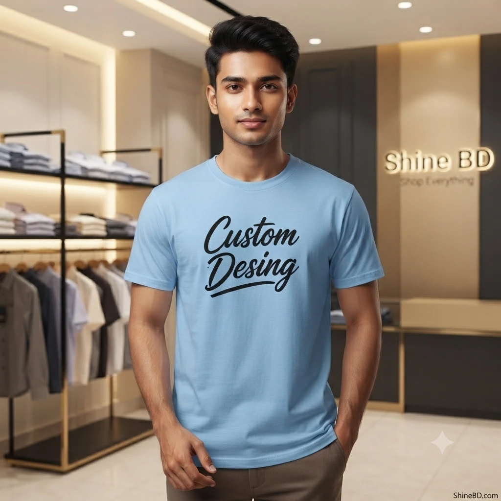 FIFA World Cup Special: 100% Cotton Custom Drop-Shoulder T-Shirt (Customize With Your Own Design)- Sky Blue