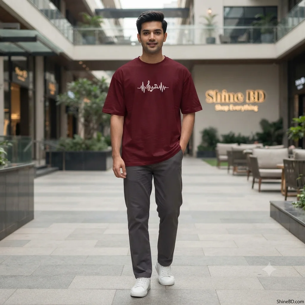 Men's Stylish Drop Shoulder- Maroon