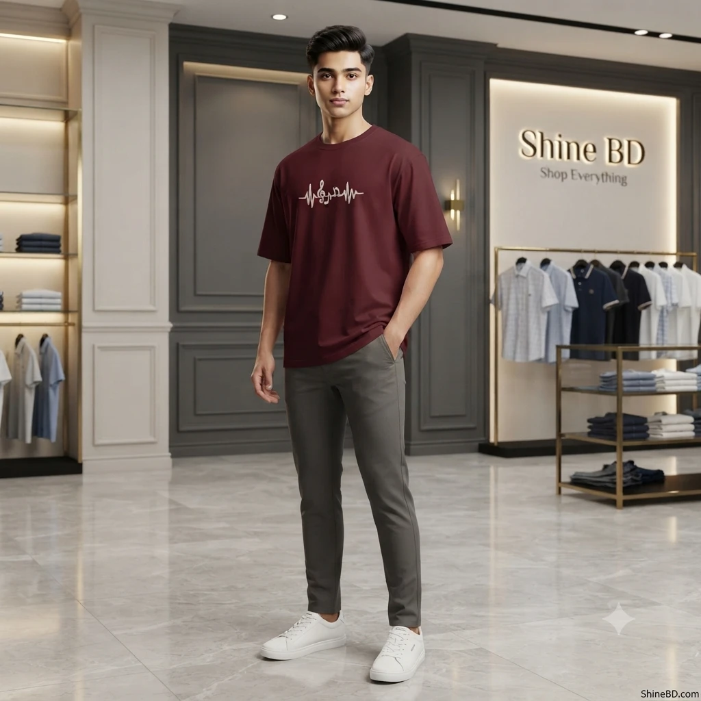 Men's Stylish Drop Shoulder- Maroon