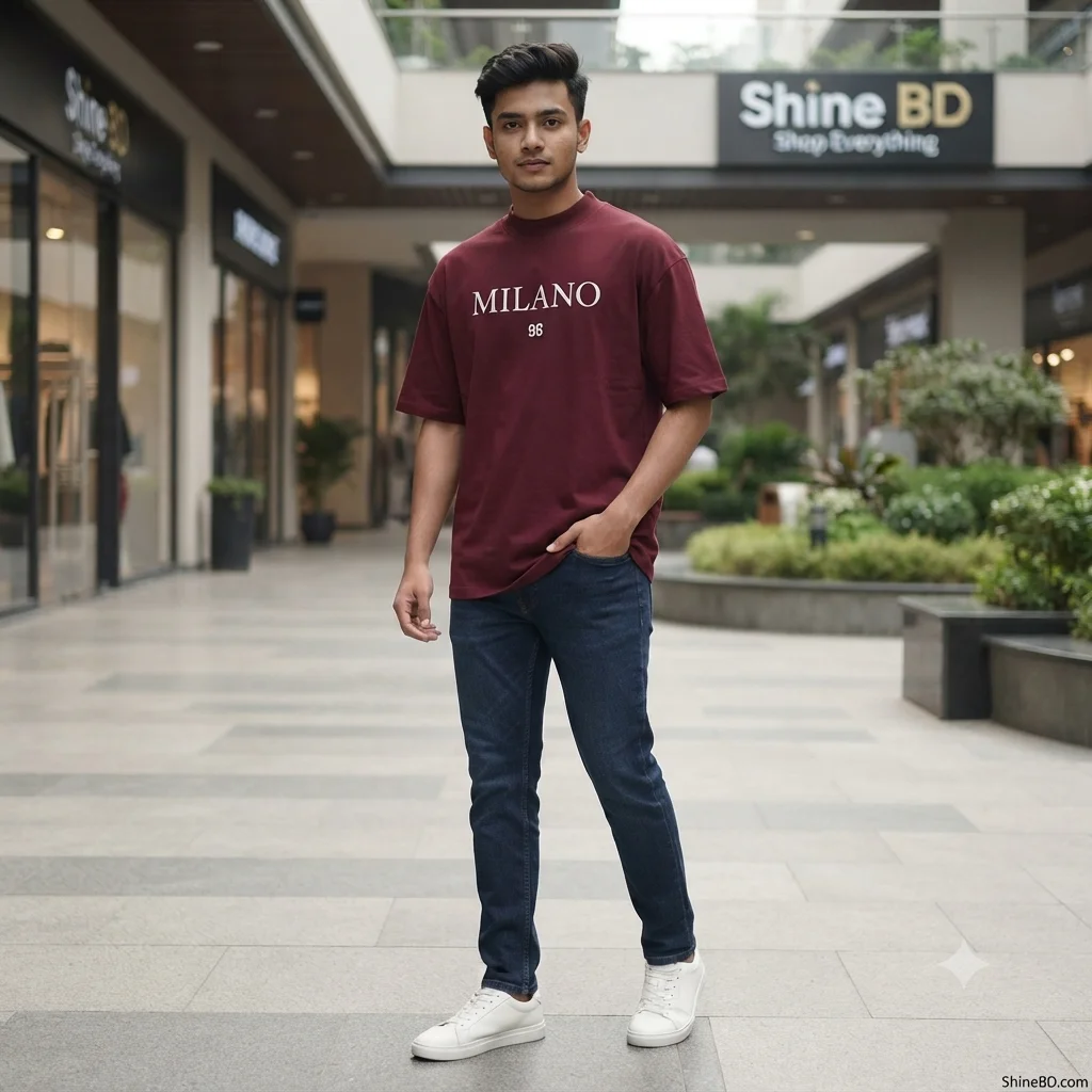 Men's Stylish Drop Shoulder- Maroon