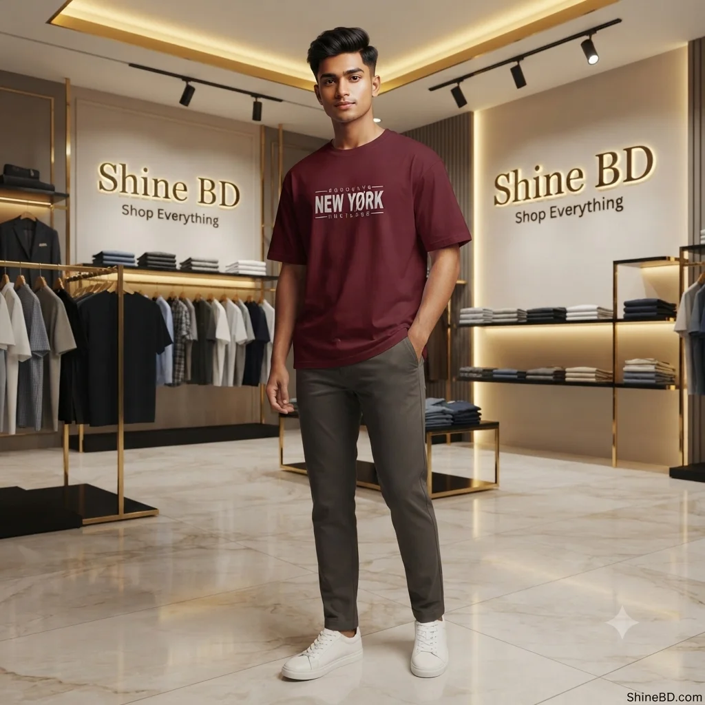 Men's Stylish Drop Shoulder- Maroon