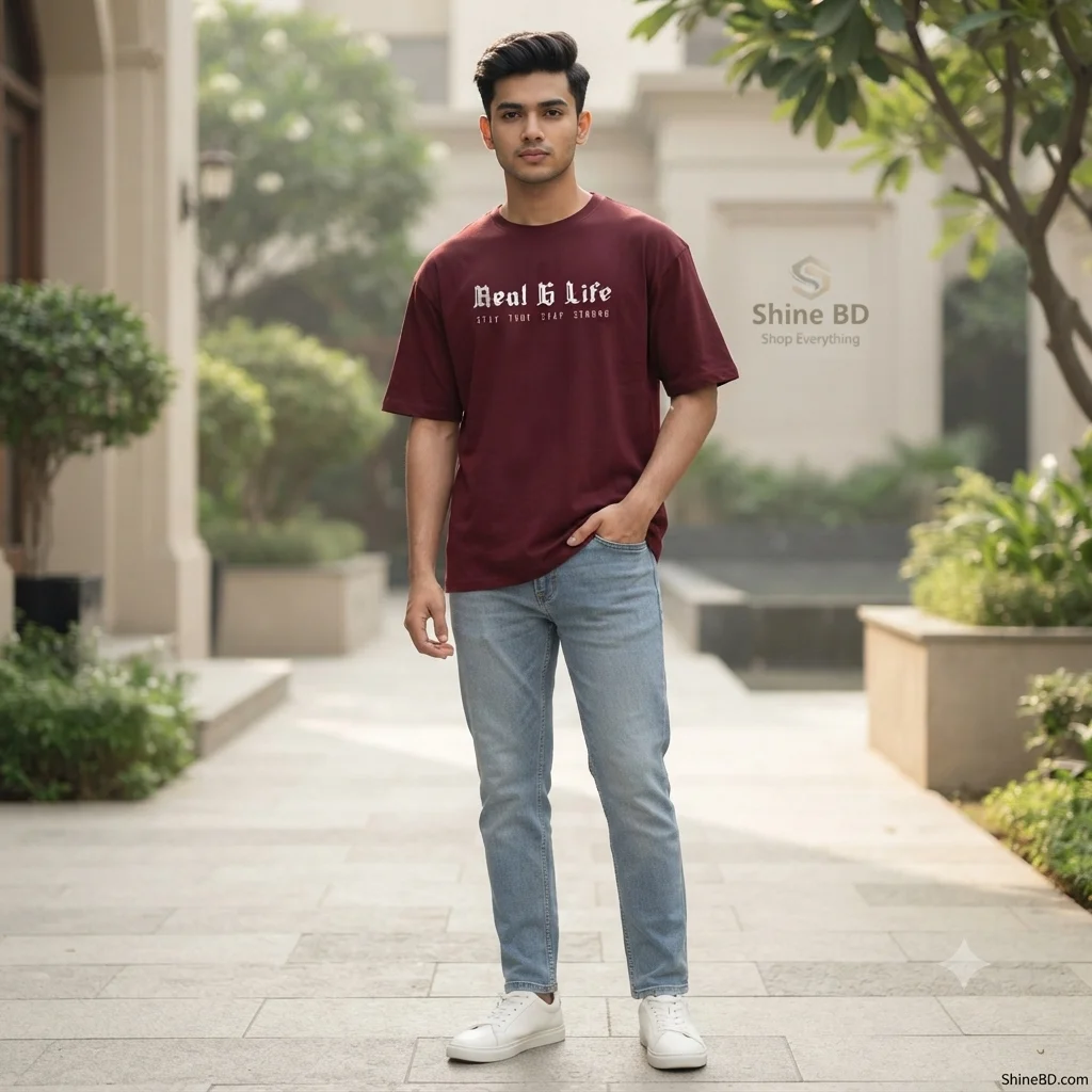 Men's Stylish Drop Shoulder- Maroon