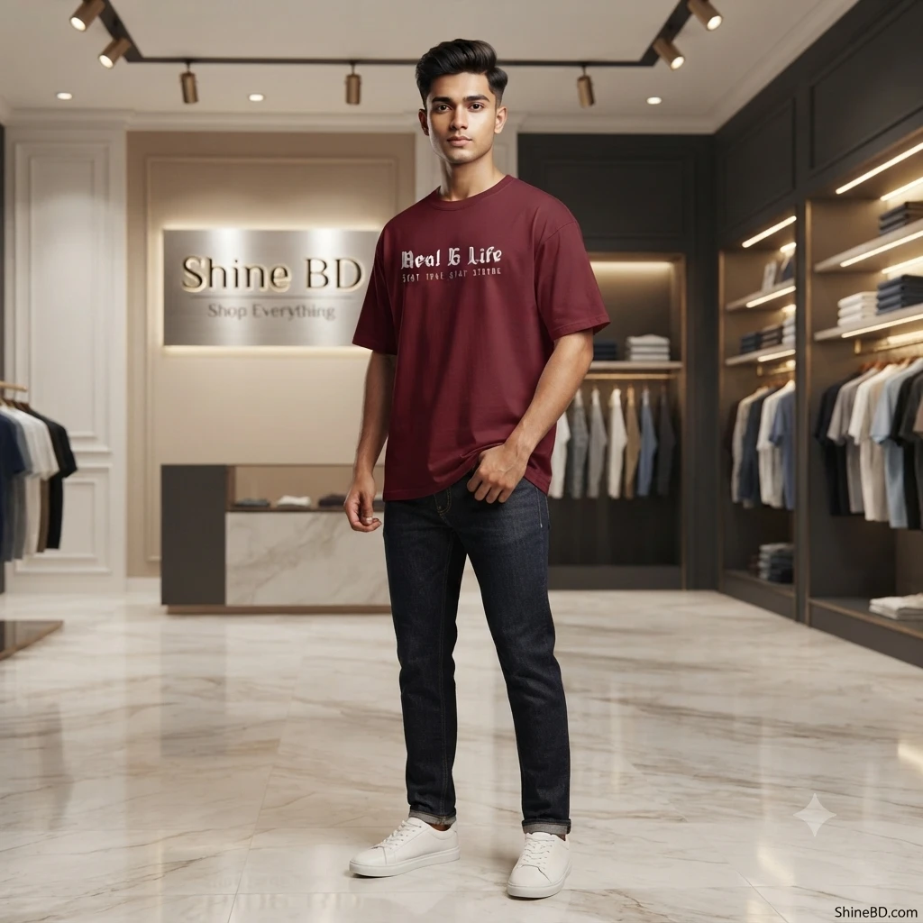 Men's Stylish Drop Shoulder- Maroon