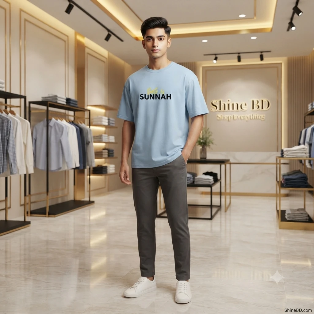 Men's Stylish Drop Shoulder- Sky Blue