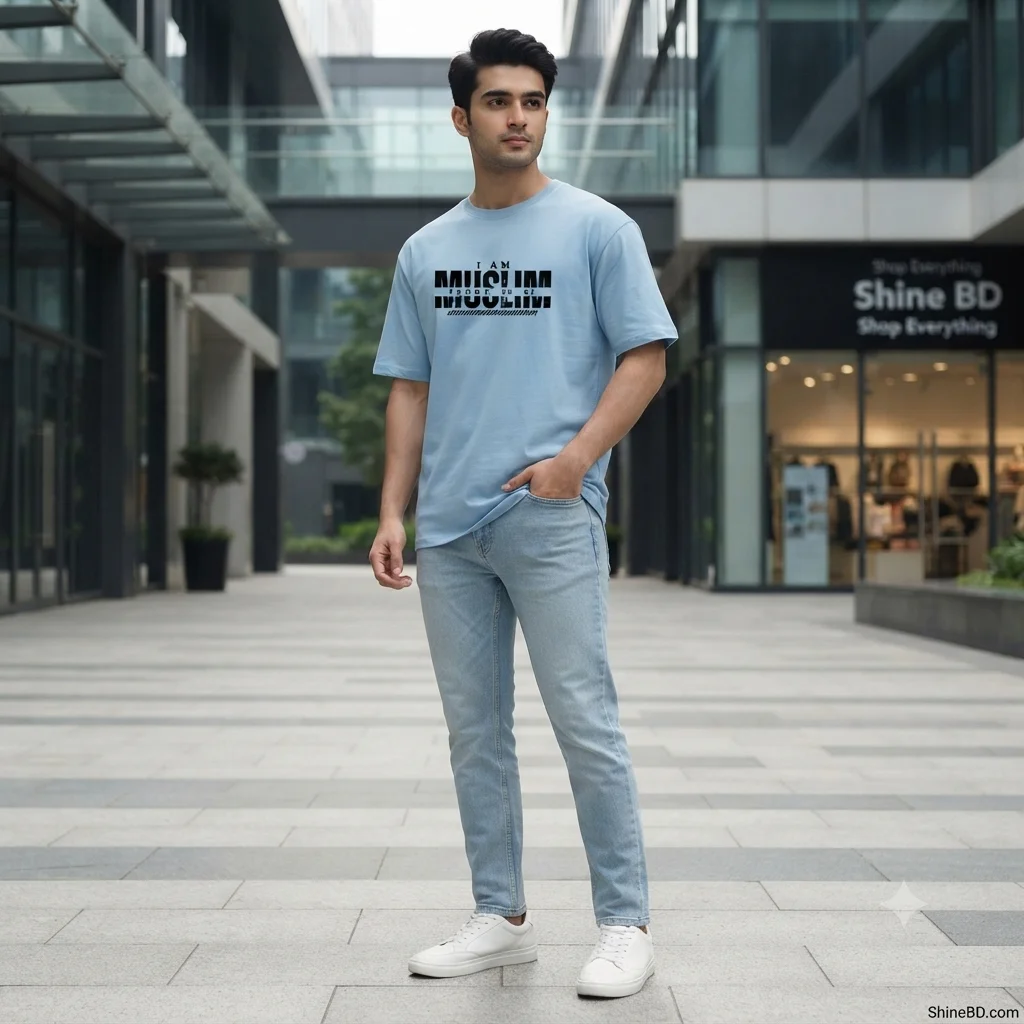Men's Stylish Drop Shoulder- Sky Blue