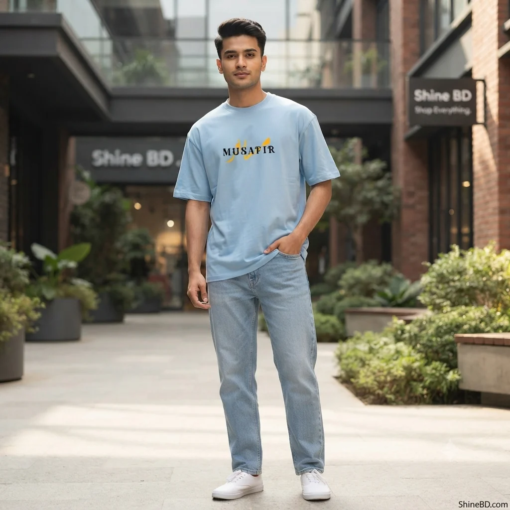 Men's Stylish Drop Shoulder- Sky Blue