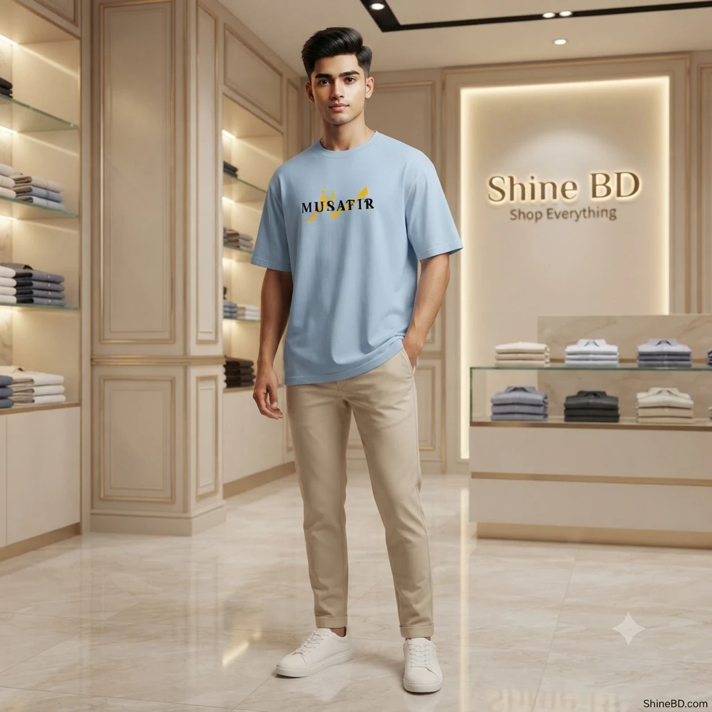 Men's Stylish Drop Shoulder- Sky Blue