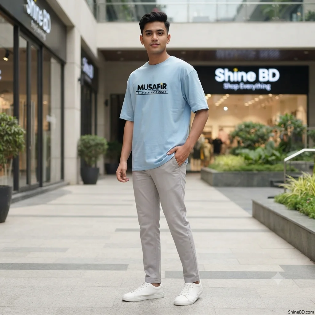 Men's Stylish Drop Shoulder- Sky Blue