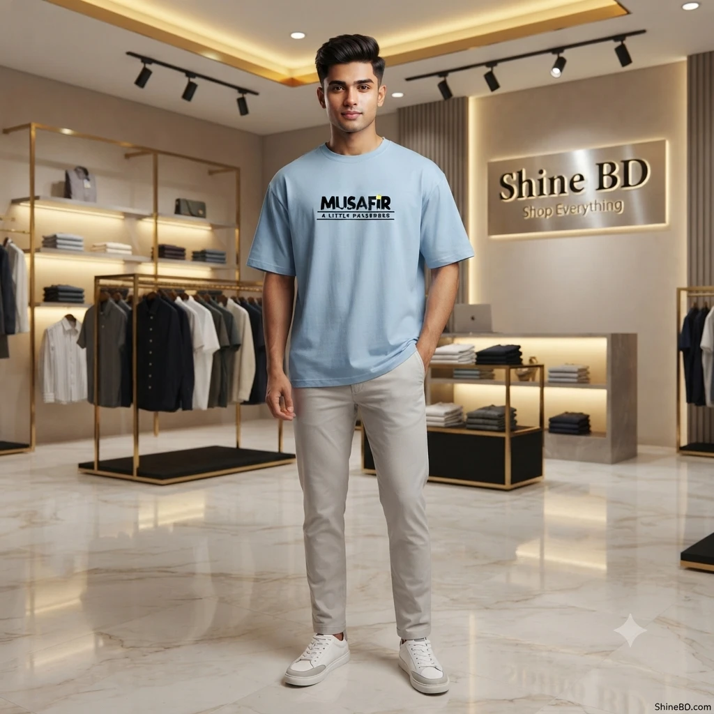 Men's Stylish Drop Shoulder- Sky Blue
