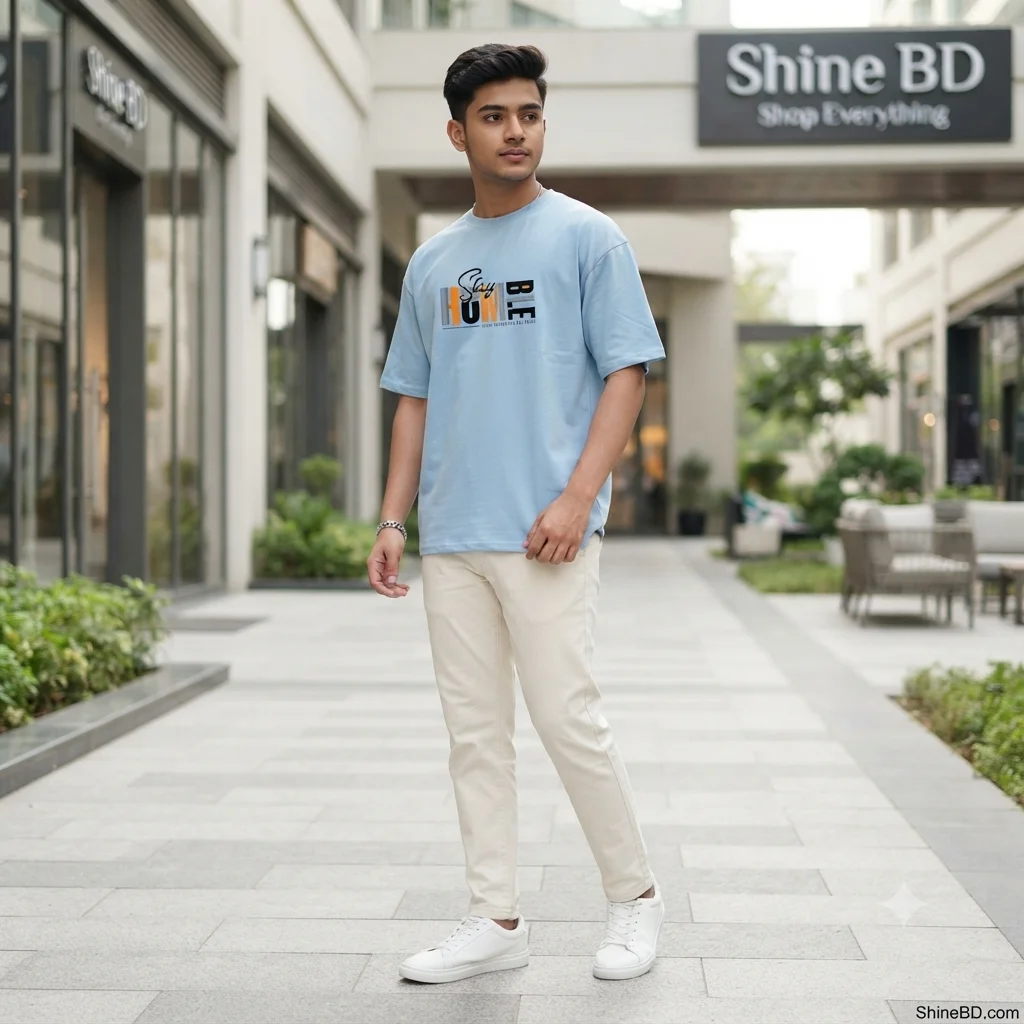 Men's Stylish Drop Shoulder- Sky Blue