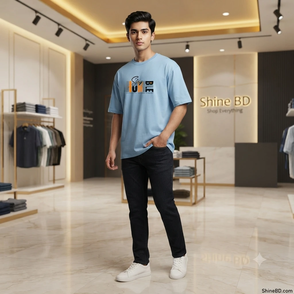 Men's Stylish Drop Shoulder- Sky Blue