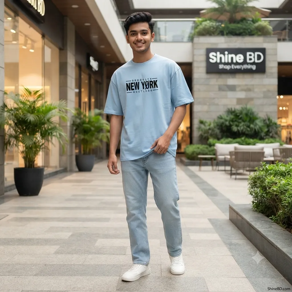 Men's Stylish Drop Shoulder- Sky Blue