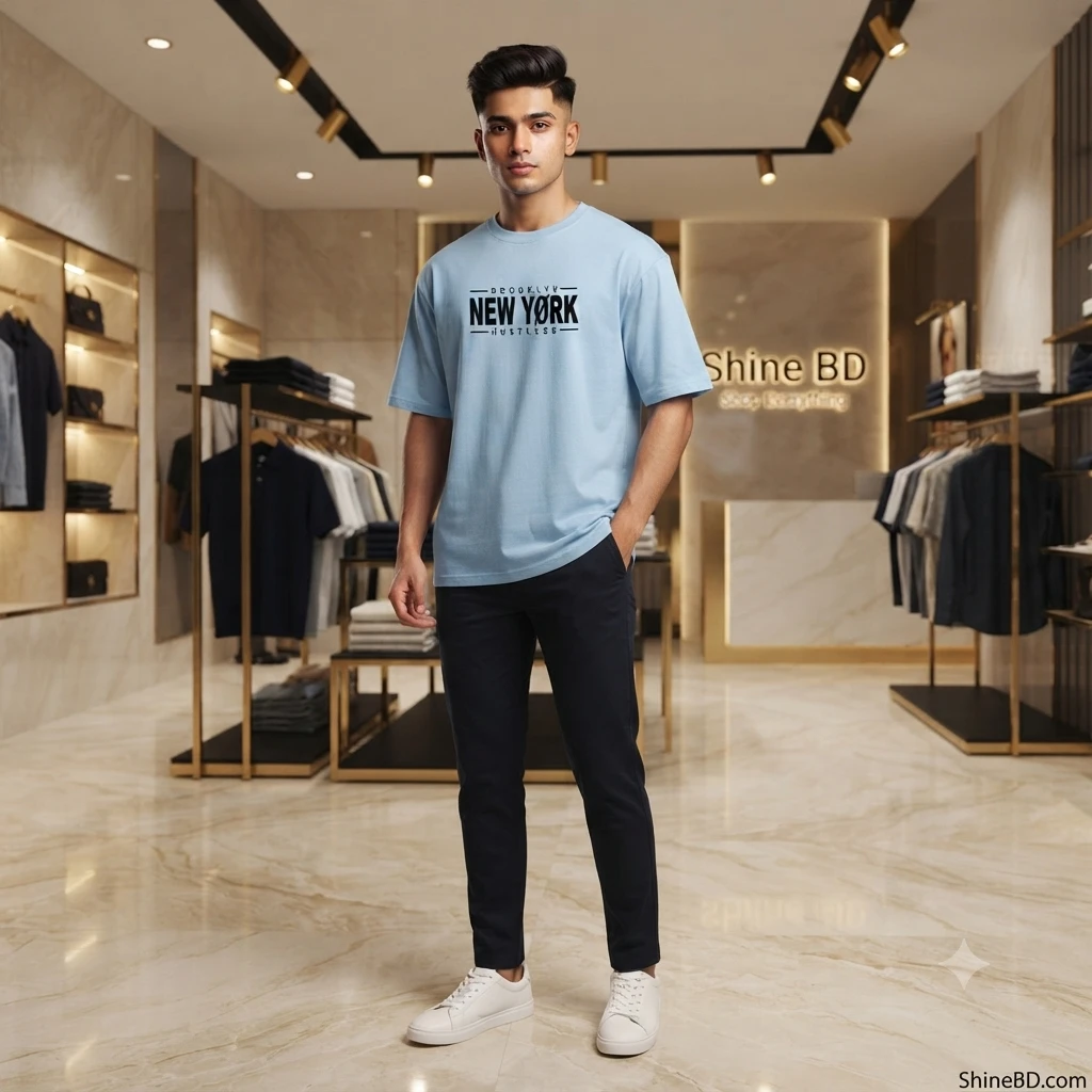 Men's Stylish Drop Shoulder- Sky Blue