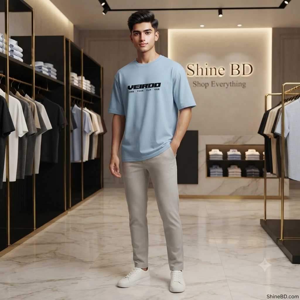 Men's Stylish Drop Shoulder- Sky Blue