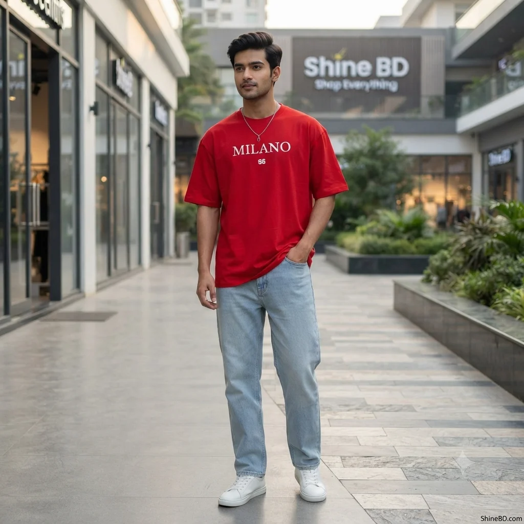 Men's Stylish Drop Shoulder- Milano Red