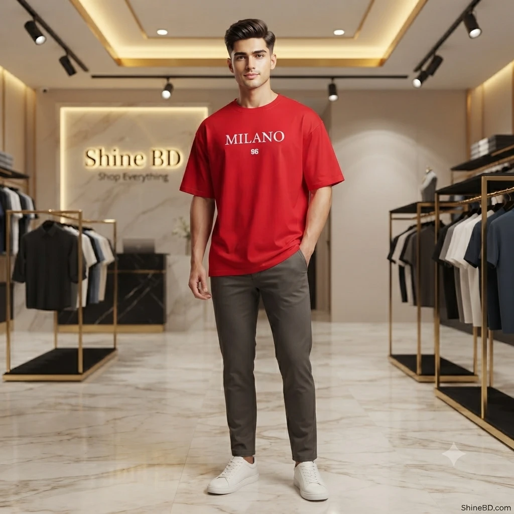 Men's Stylish Drop Shoulder- Milano Red