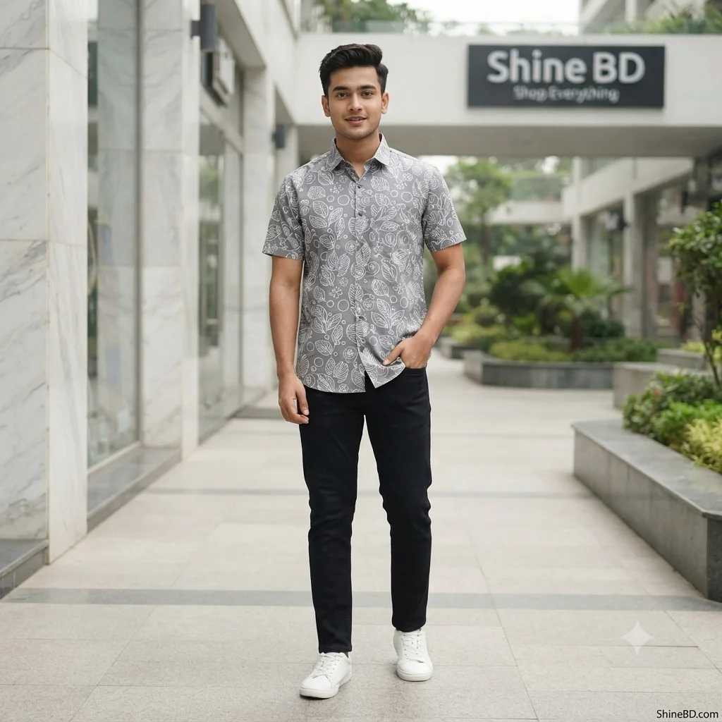 Pure Cotton Half Sleeve Print Shirt for Men's