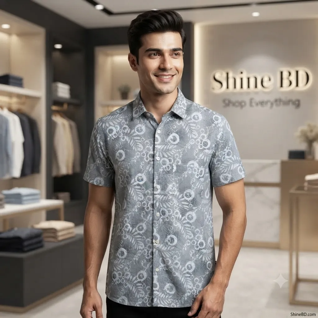 Pure Cotton Half Sleeve Print Shirt for Men's