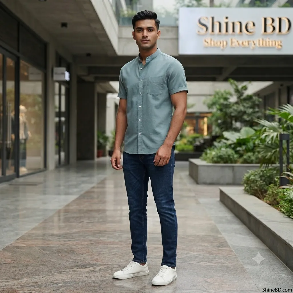 Fashionable half-sleeve shirt for men ( Ash)