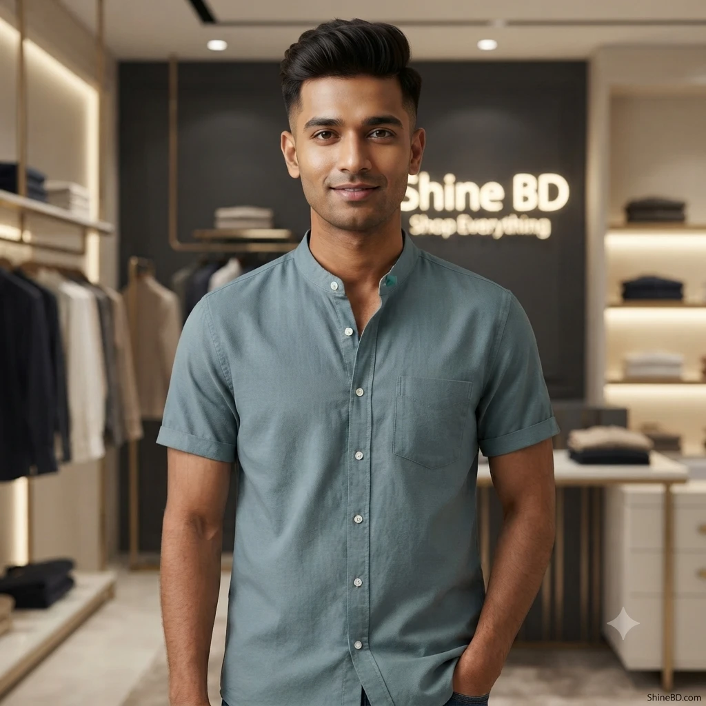 Fashionable half-sleeve shirt for men ( Ash)