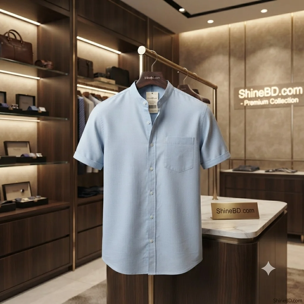 Fashionable half-sleeve shirt for men ( sky)