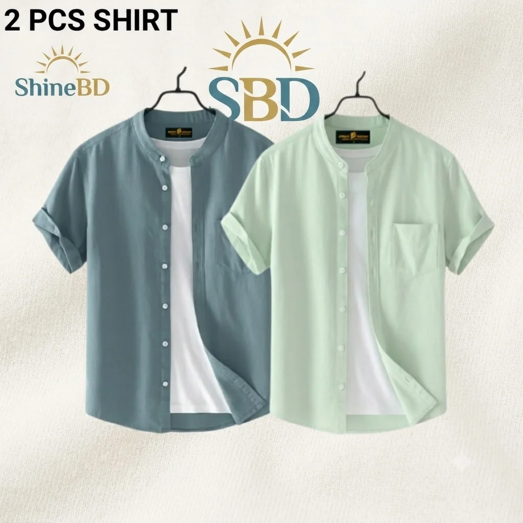 Fashionable casual Half Sleeve shirt for men ( Mint + Ash )
