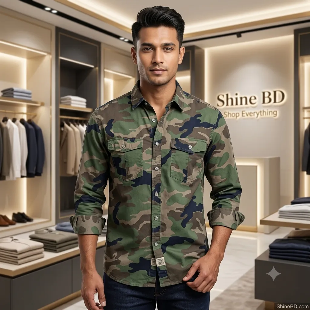 Full sleeves double pocket kemo printed Shirt