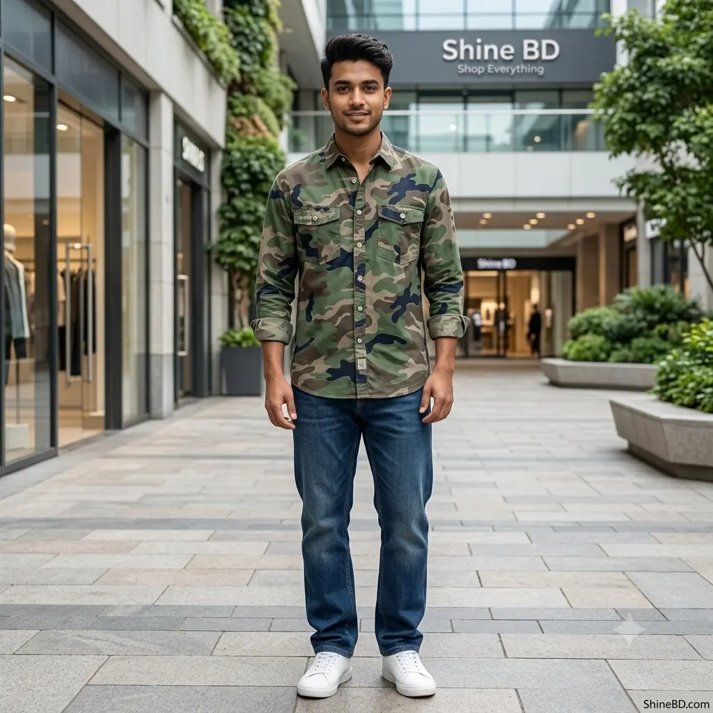 Full sleeves double pocket kemo printed Shirt
