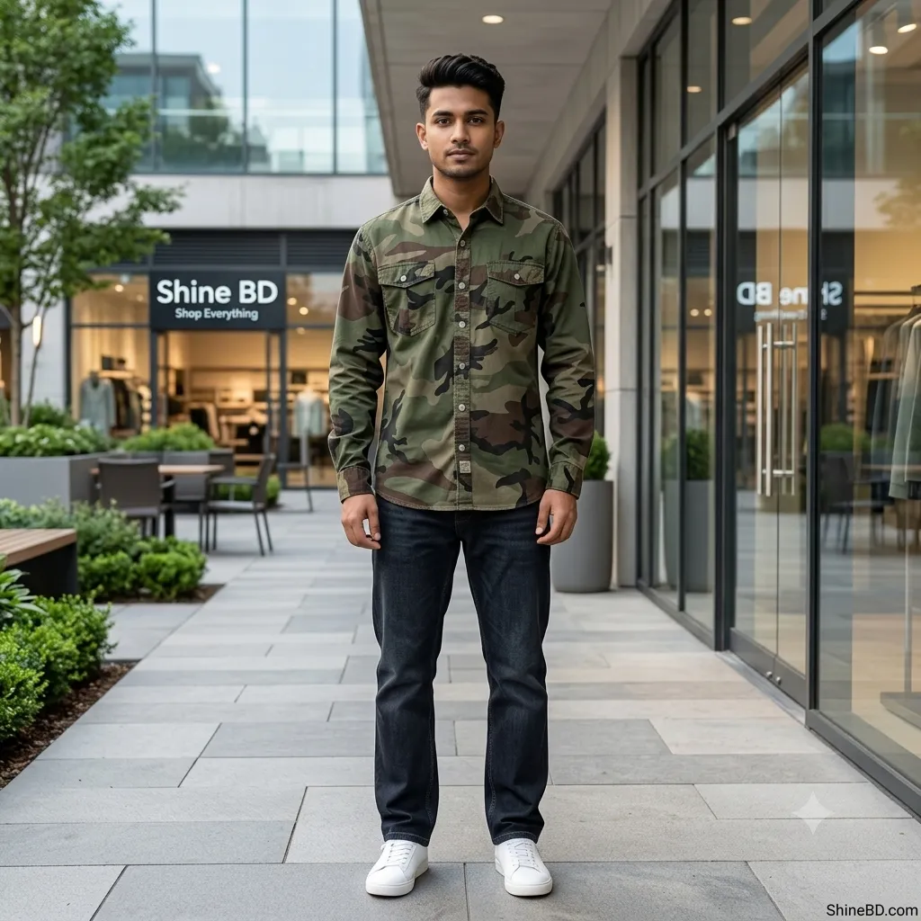 Full sleeves double pocket kemo printed Shirt