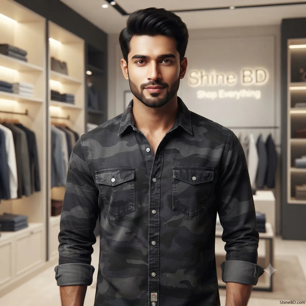 Full sleeves double pocket kemo printed Shirt