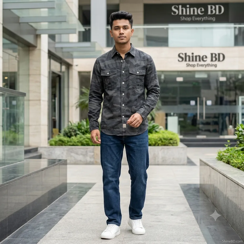 Full sleeves double pocket kemo printed Shirt