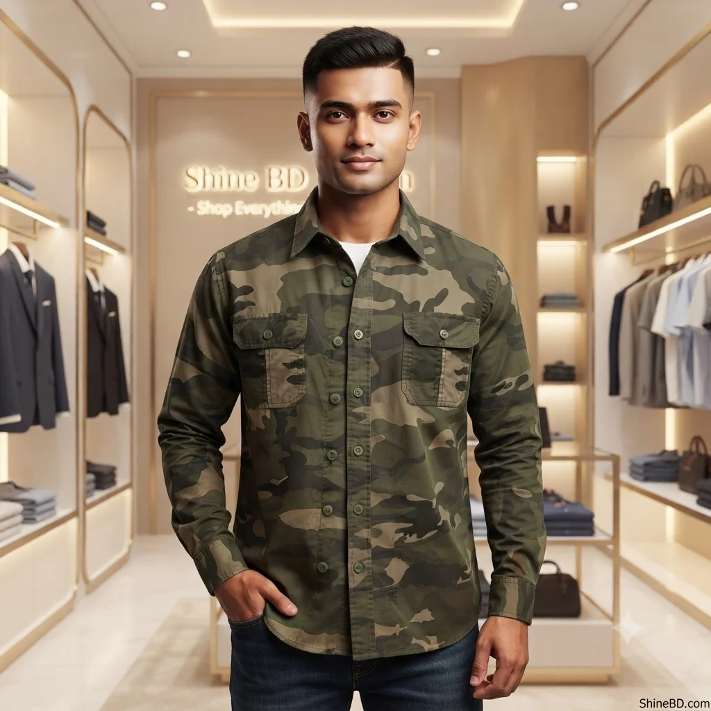 Full sleeves double pocket kemo printed Shirt
